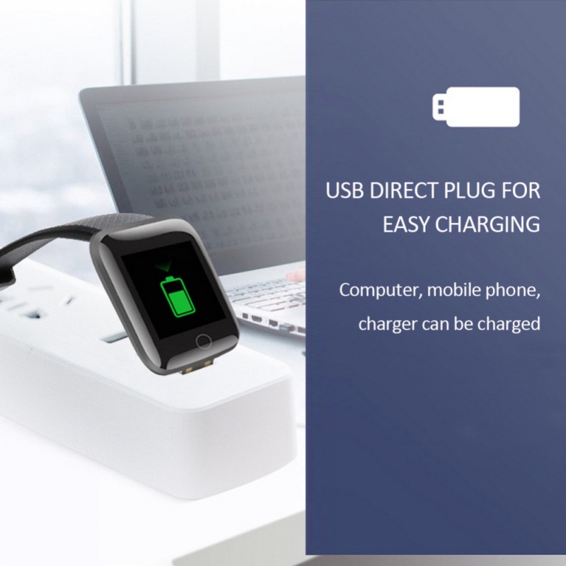 Vòng Đeo Tay Thông Minh 116plus Màn Hình Màu Nhắc Nhở Đo Nhịp Tim Bluetooth 116