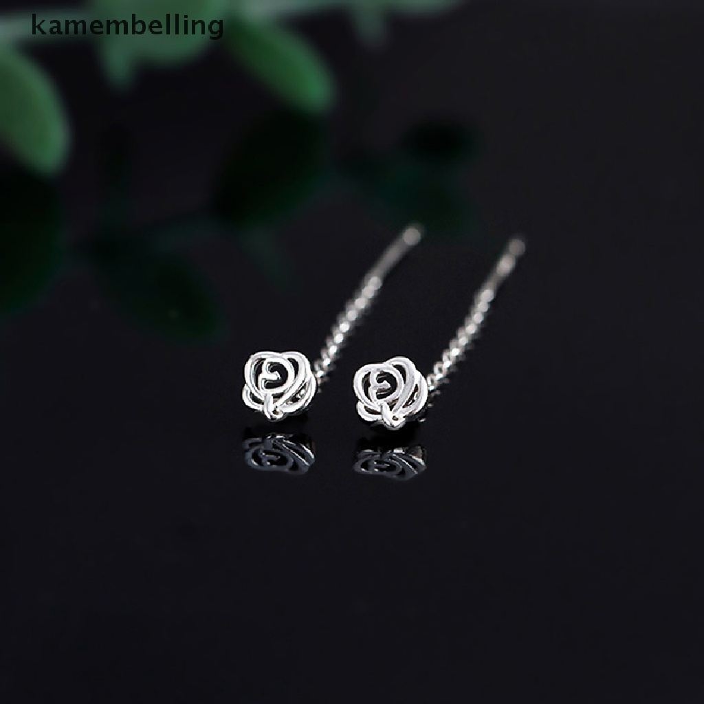 Đôi Khuyên Tai Tua Rua Ngắn Gắn Hoa Đơn Giản Thời Trang Cho Nữ