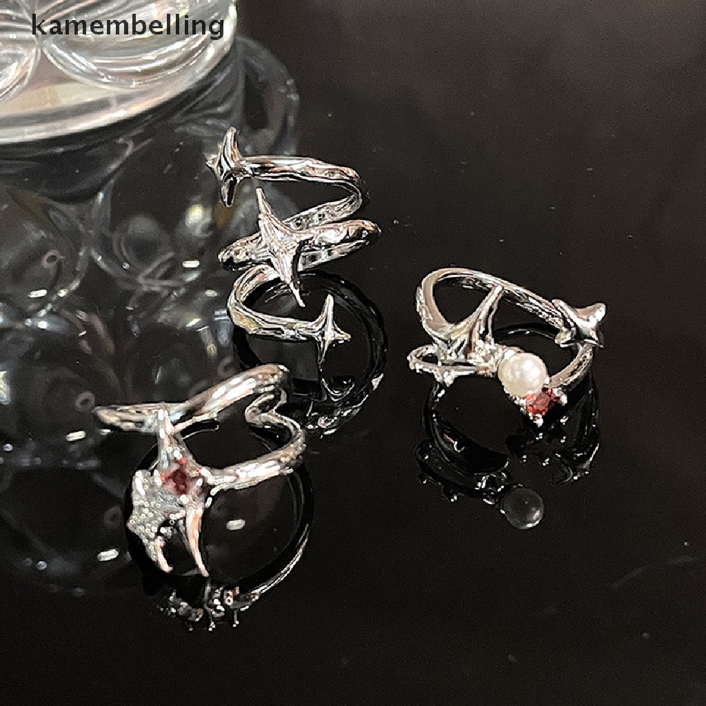 Kamembelling Nhẫn Dạng Hở Đính Đá Zircon Ngôi Sao Xoắn Ốc Sáng Tạo Cho Nữ