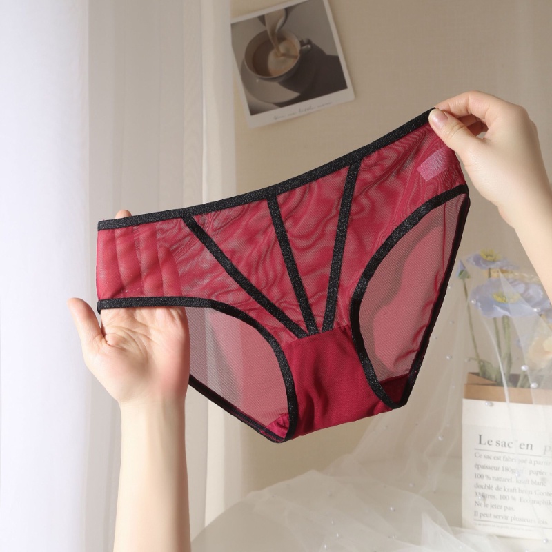 Quần Lót Tam Giác Vải Cotton Phối Ren Lưới Thoáng Khí Thiết Kế Cỡ Lớn Thời Trang Quyến Rũ Cho Nữ