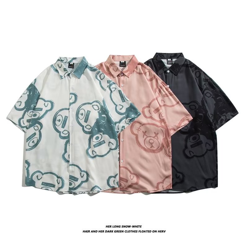 Áo Sơ Mi Tay Lỡ In Họa Tiết Thời Trang Phong Cách Harajuku Cho Nam