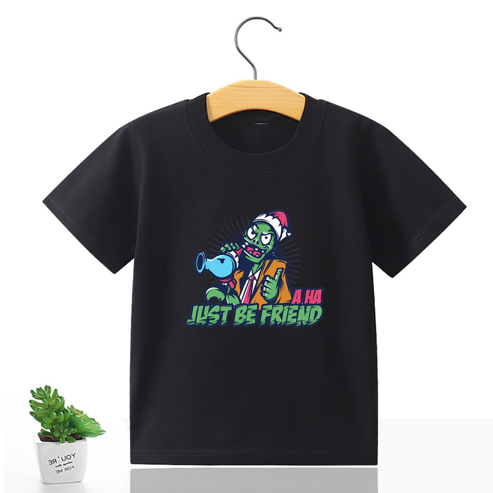 Áo Thun Cotton Tay Ngắn In Họa Tiết Hoạt Hình Plants VS Zombies Cổ Điển Thời Trang Mùa Hè Cho Bé