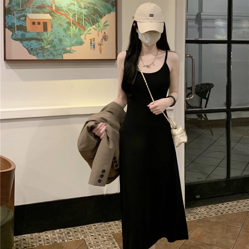 Cozok Đầm Dài Trung Bình Sát Nách Chiết Eo Thiết Kế Dễ Thương