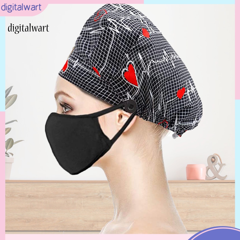 Kỹ Thuật Số| Mũ Trùm Đầu Thấm Hút Mồ Hôi Có Nút Điều Chỉnh Được In Họa Tiết ECG Cho Beautician