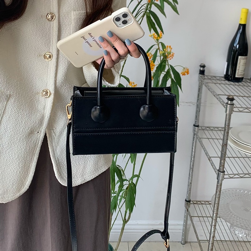 Túi xách đeo chéo IELGY dáng vuông nhỏ gọn phong cách cổ điển thời trang đơn giản dây tháo rời được dài 125cm