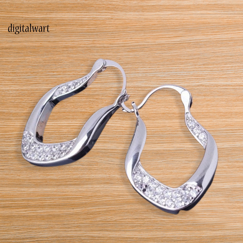 Kỹ Thuật Số| Bông Tai HợP Kim HìNh Chữ U ĐíNh Đá ThờI Trang