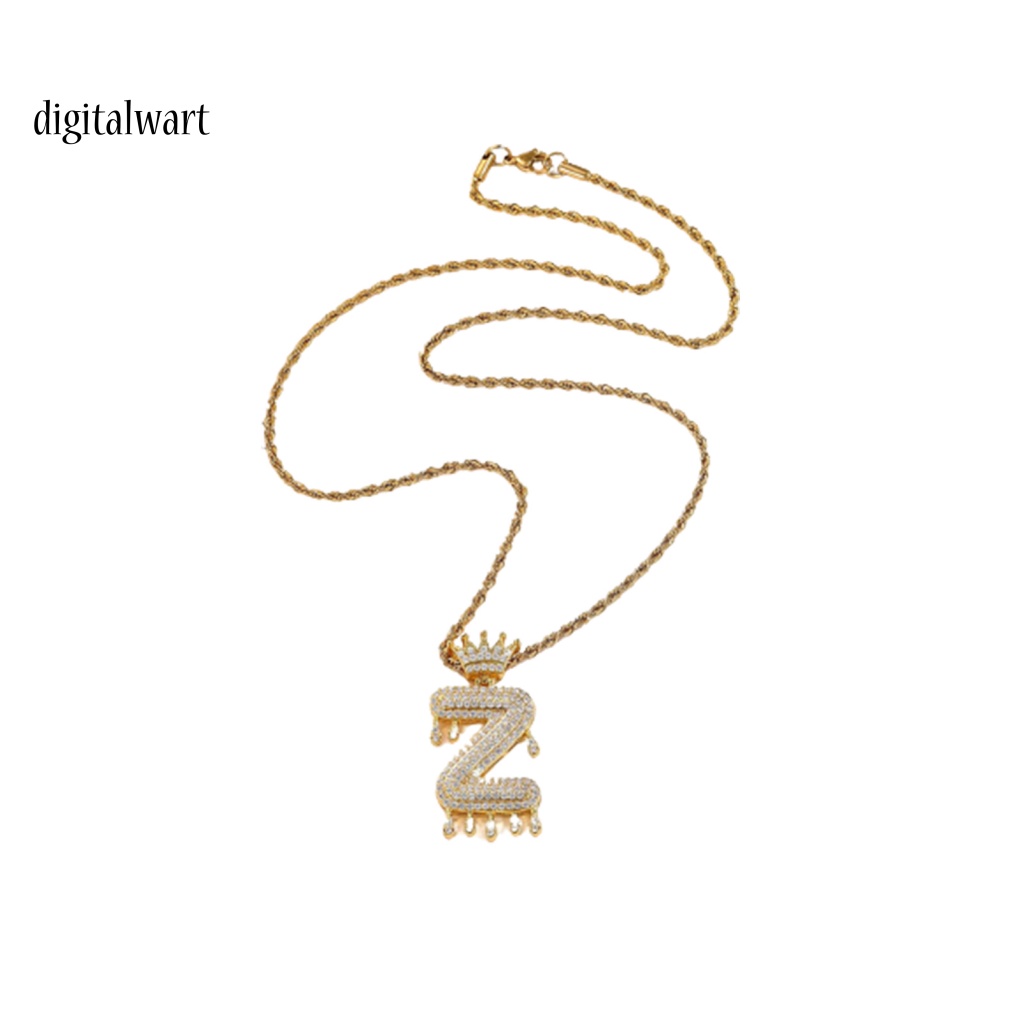 Kỹ Thuật Số| Vòng cổ Mạ Vàng 26 Chữ Cái Đính Đá Zircon Phong Cách Hip Hop