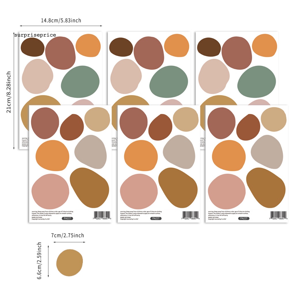 Set 6 Miếng Dán Tường Bằng PVC Tự Dính Họa Tiết Chấm Bi Phong Cách Bắc Âu