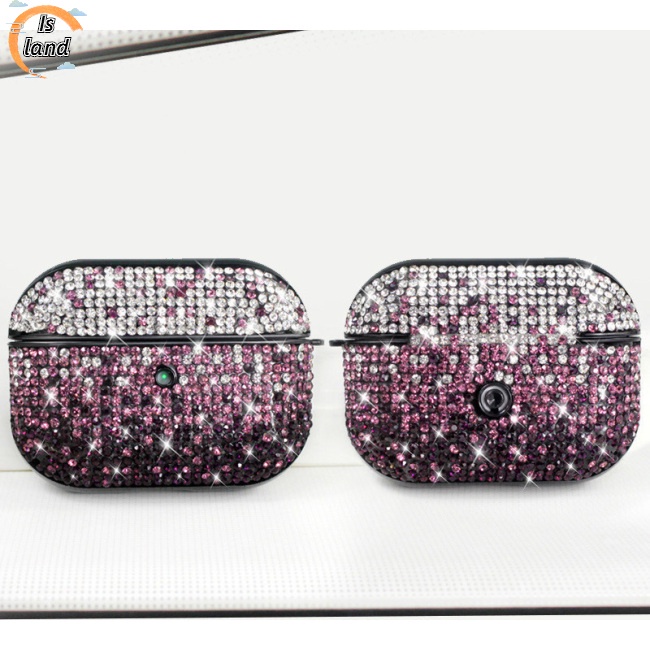 [IS] Vỏ Cứng Bảo Vệ Hộp Sạc Tai Nghe Bluetooth Không Dây Nắp Lật Đính Kim Cương Thời Trang