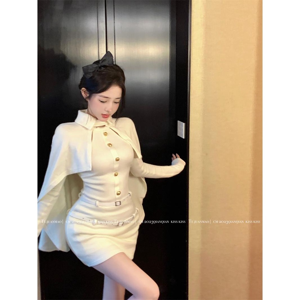 Đầm Ngắn Hai Dây Tay Dài Nhấn Eo Màu Trơn Phong Cách Desire Thời Trang Mùa Xuân Cho Nữ