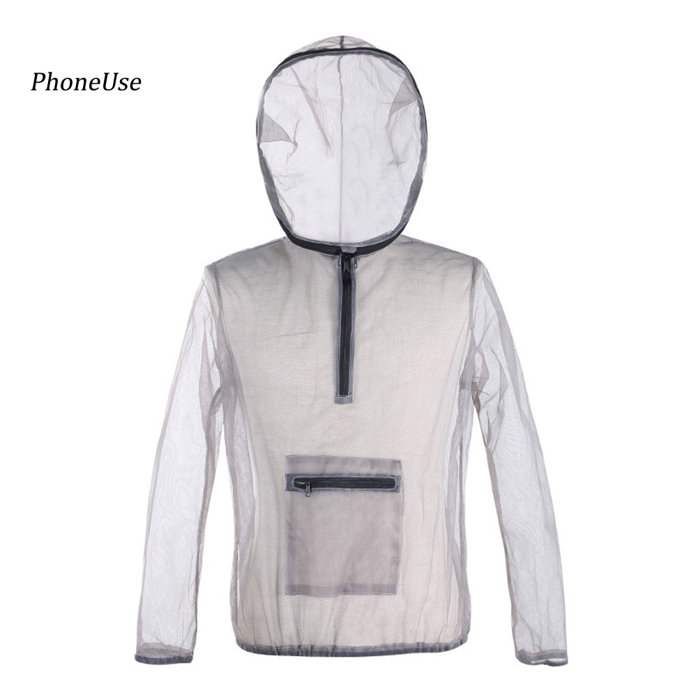 Áo Khoác Da PU Tay Dài Có Nón Chống Muỗi Cho Nam