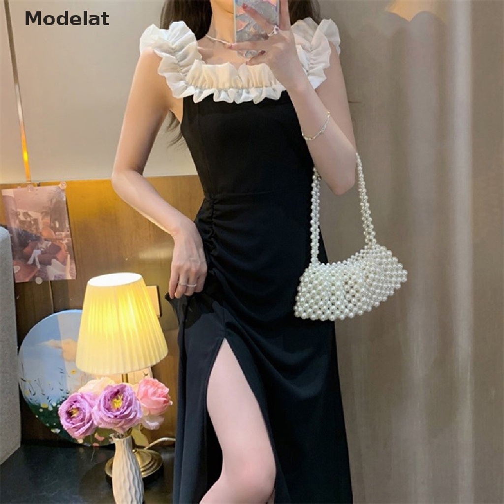 Mfc Đầm Midi Phối Bèo Phong Cách Pháp Thời Trang Mùa Hè Quyến Rũ Cho Nữ