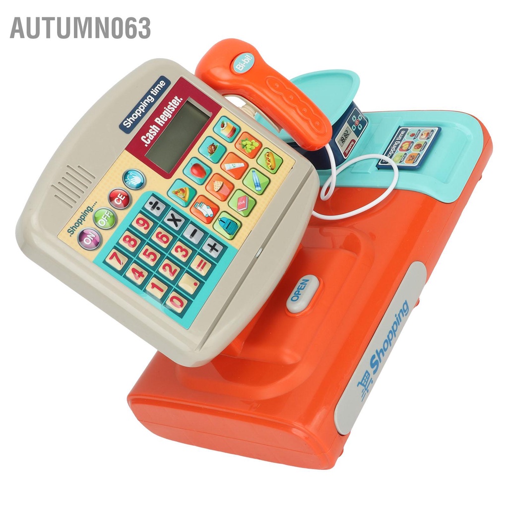 Autumn063 Đồ chơi thu ngân có âm thanh điện tử Máy tính tiền Playset Quà tặng sinh nhật cho trẻ mới biết đi