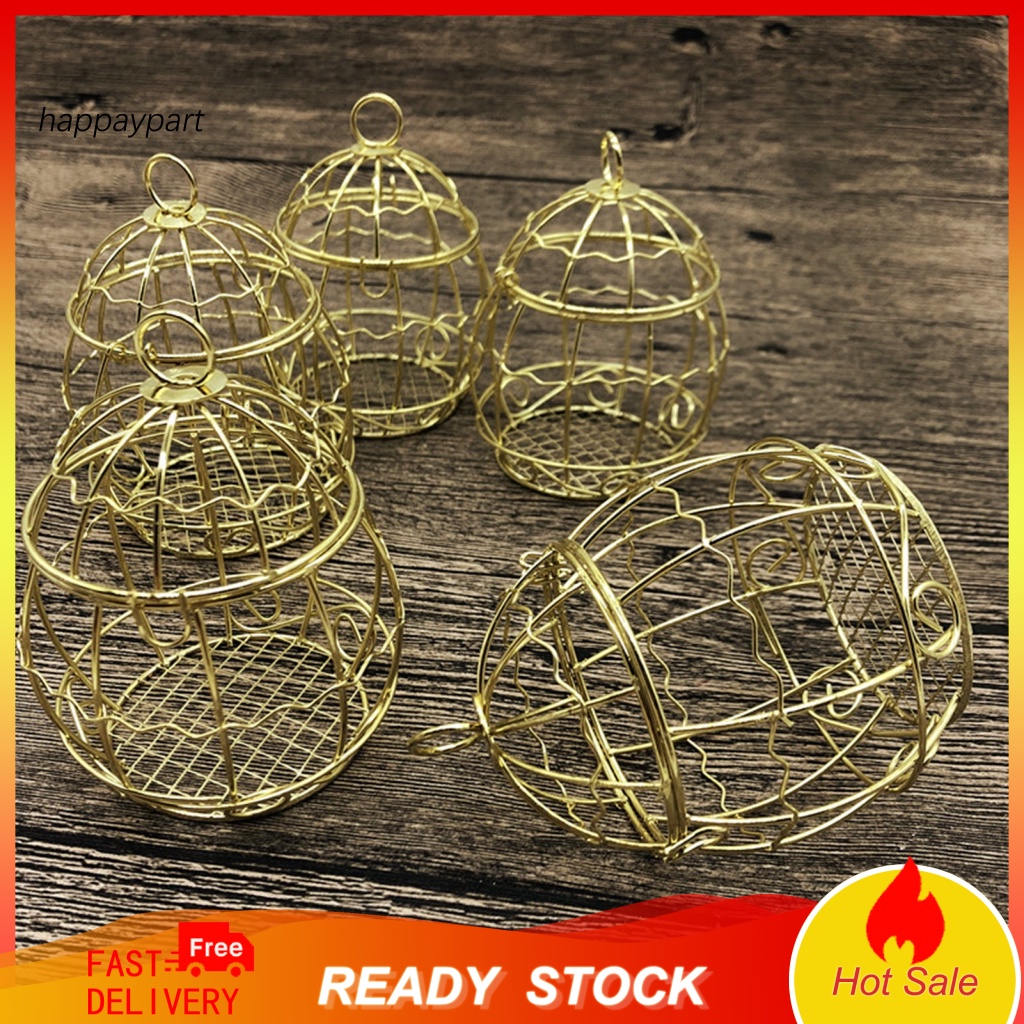 Hộp Đựng Bánh Kẹo Tráng Miệng Hình Lồng Chim Bằng Dây Sắt Thiết Kế Đục Lỗ Thanh Lịch Dành Cho