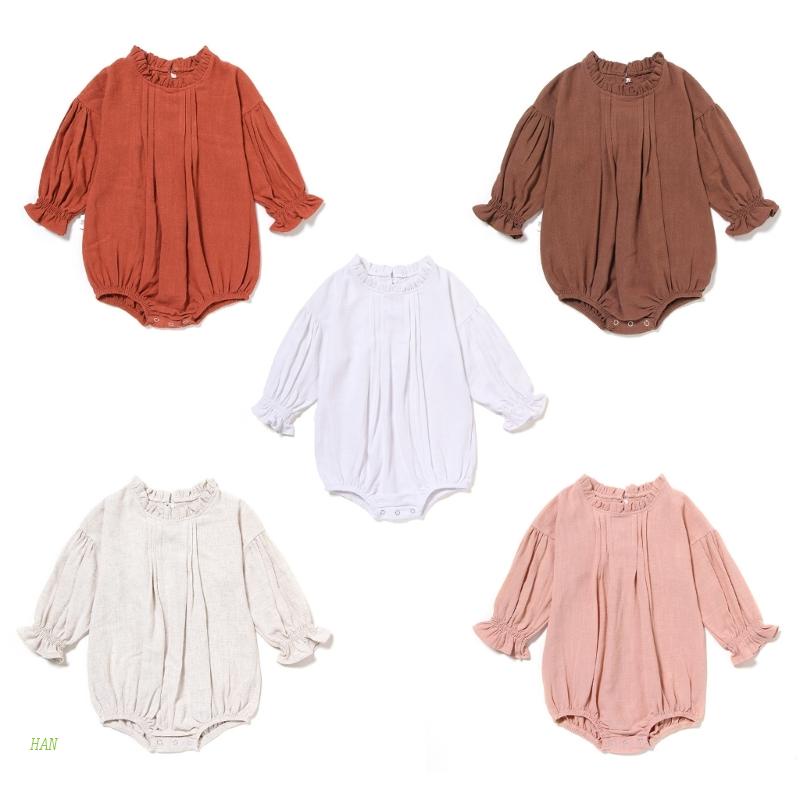 Áo Liền Quần Bằng Lanh Thoáng Khí Tay Phồng Thời Trang Mùa Hè Cho Bé Gái