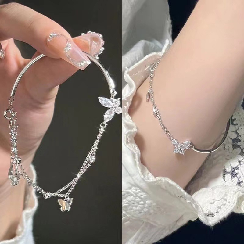 Vòng Tay Hình Bướm Bằng Hợp Kim Zircon Thời Trang Cho Nữ