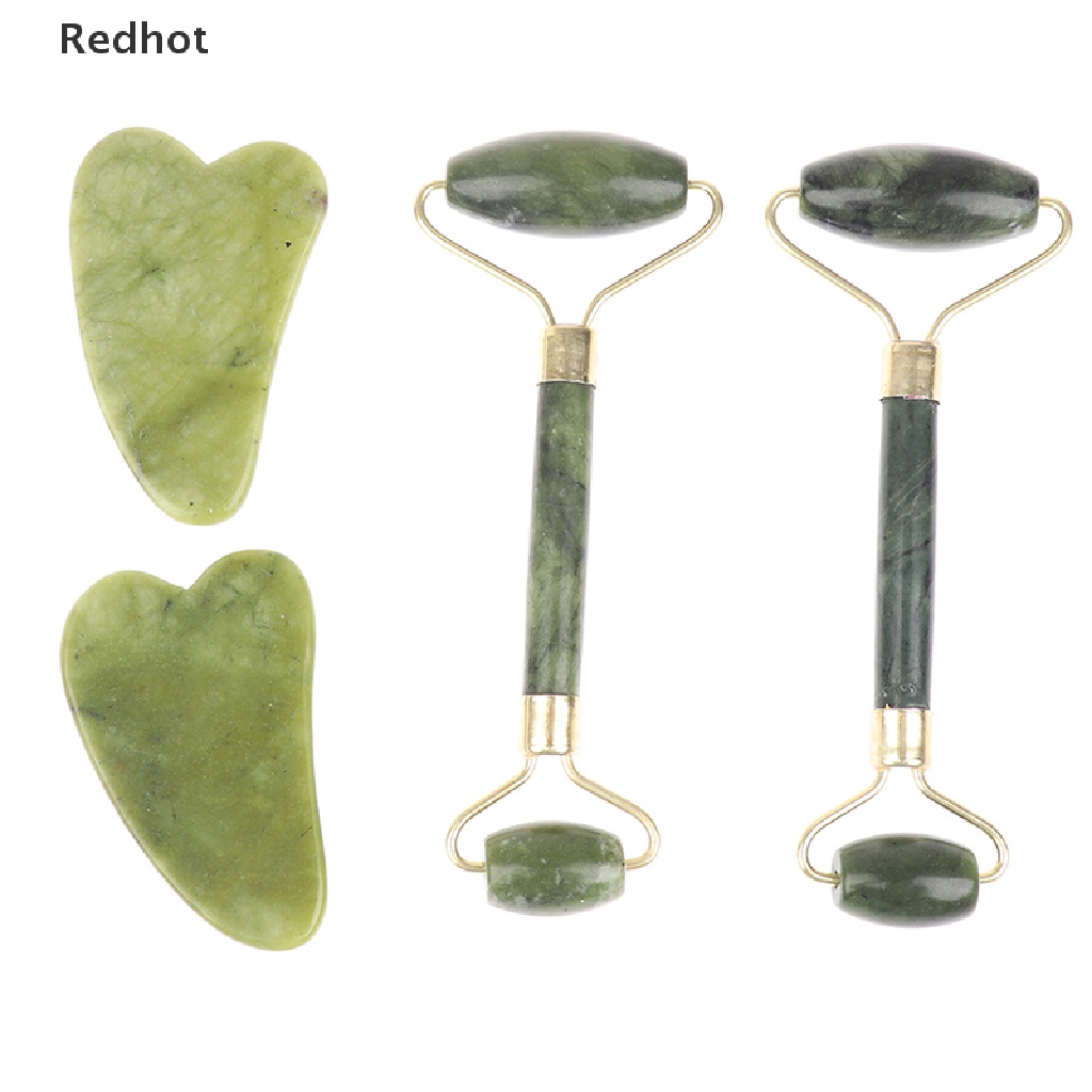 &lt; Redhot &gt; Thanh Lăn Massage Mặt + Bảng Guasha Bằng Đá