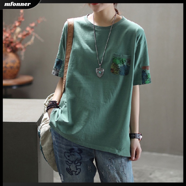 Áo Thun Tay Ngắn Cổ Tròn Dáng Rộng In Họa Tiết Thời Trang Cho Nữ