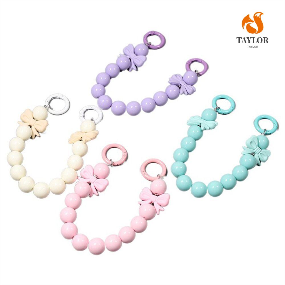 Dây Đeo Điện Thoại / Móc Khóa Bằng Cao Su Đính Hạt Cườm Hình Nơ TAYLOR1