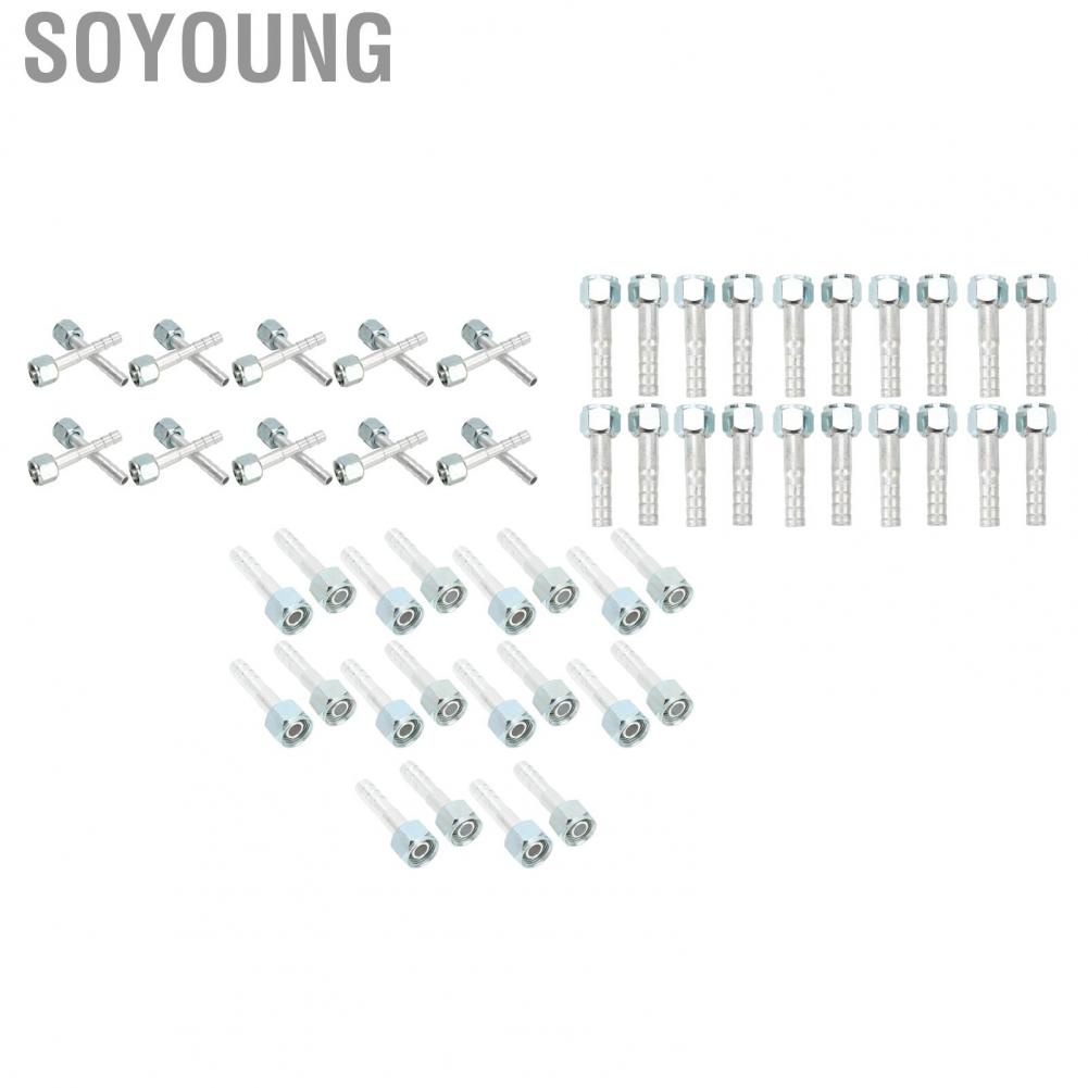 Soyoung Refrigerant Hose Barb Connector  Rugged Structure 20PCS High Strength Rustproof AC Fitting for Engineering Vehicles Cars