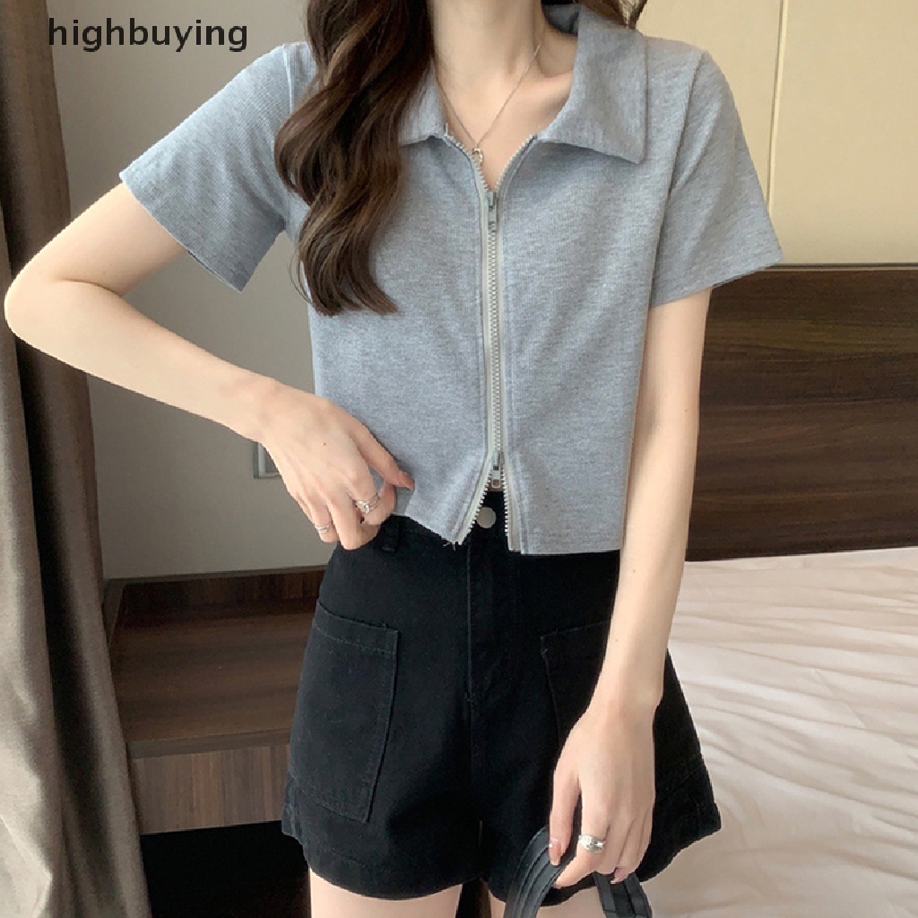 Áo Croptop Ngắn Tay Màu Sắc Thời Trang Mùa Hè Cho Nữ