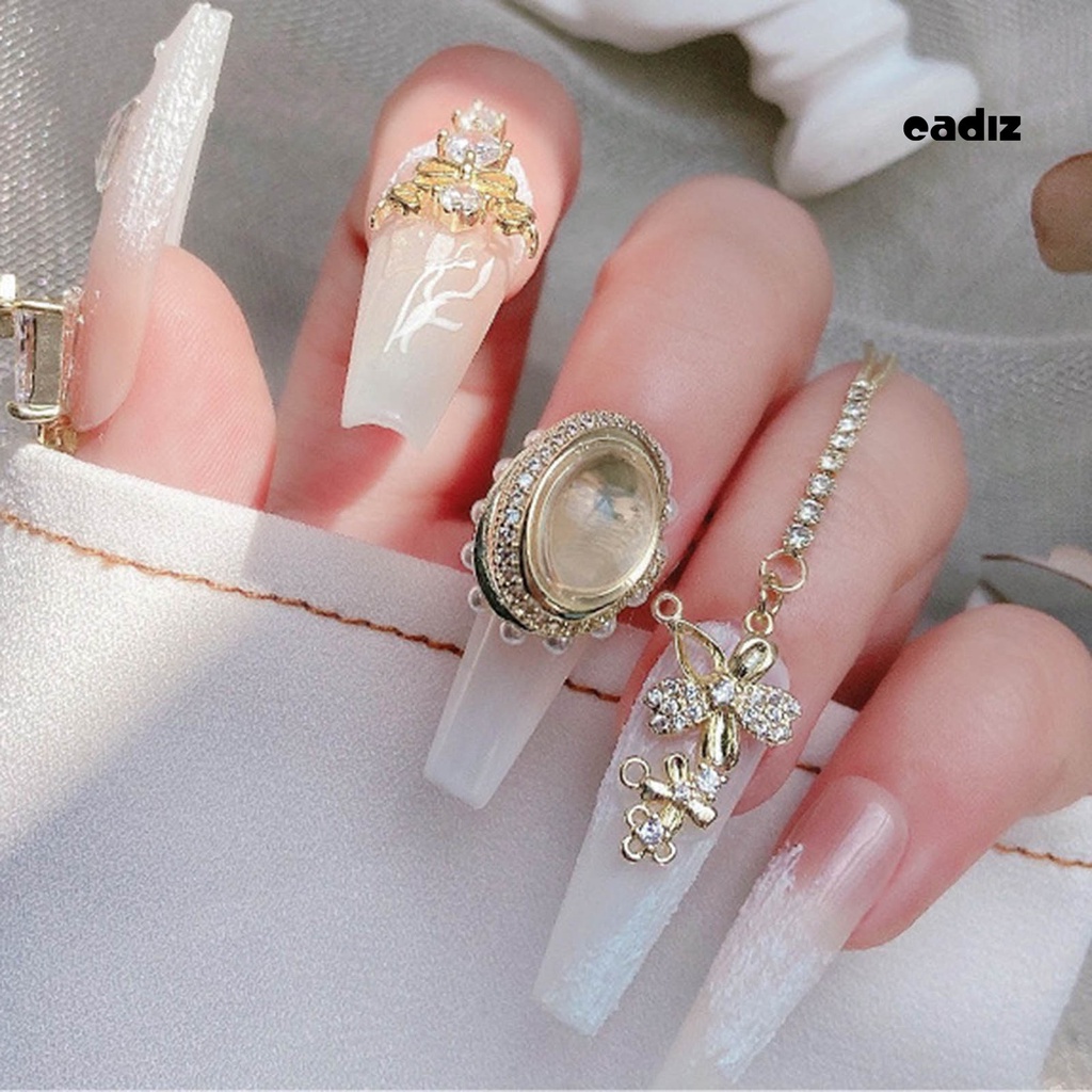 Phụ Kiện Dây Xích Hình Hoa Bướm Lấp Lánh Trang Trí Móng Tay Nghệ Thuật Chống Rơi Chống Rỉ Sét DIY