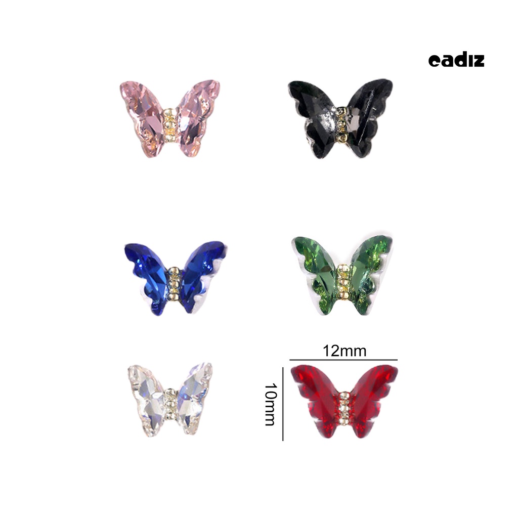 Set 10 Phụ Kiện Trang Trí Móng Tay Nghệ Thuật Ba Chiều Không Phai Hình Bướm Pha Lê Lấp Lánh DIY