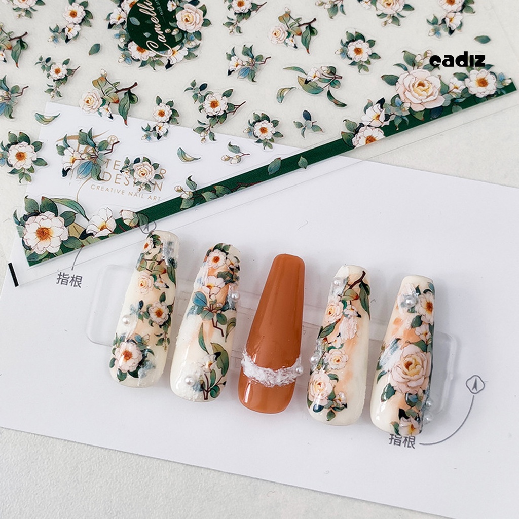 Miếng Dán Móng Tay Tự Dính Không Phai Siêu Mỏng Họa Tiết Hoa Phong Cách Nhật Bản Cho Nữ