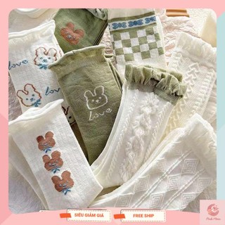 Tất nhún cổ lỡ thời trang nữ, vớ nữ cổ lỡ phong cách Hàn Quốc
