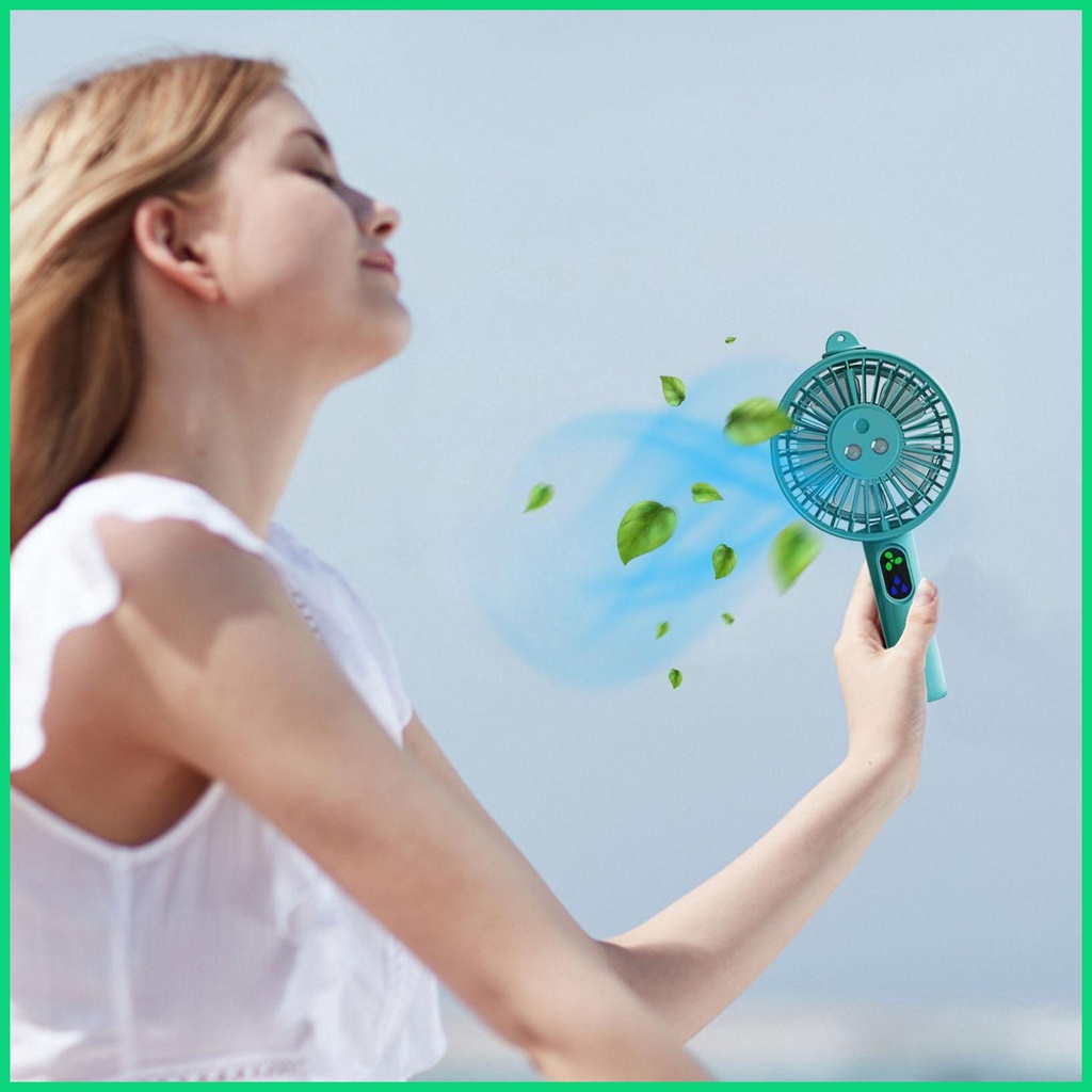 Quạt Mini Cầm Tay 3 Tốc Độ Gió Kèm Giá Đỡ Điện Thoại Tiện Dụng Mang Theo Du Lịch