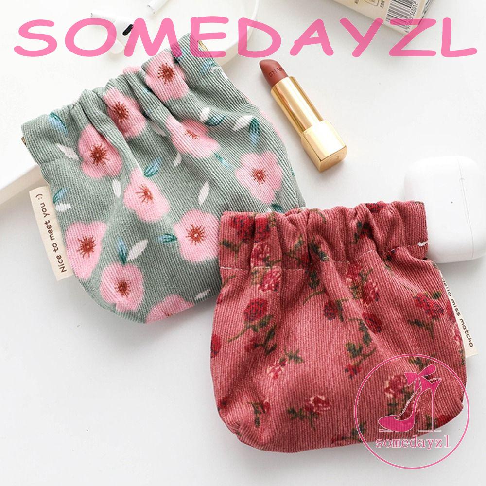 Somedayzl Túi Đựng Tiền Xu Băng Vệ Sinh Bằng Vải Nhung Kẻ In Họa Tiết Nhỏ Gọn Tự Đóng Lại Dành Cho Bạn Nữ