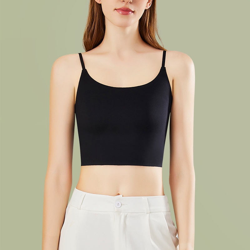 Áo Lót Lụa Mát Một Mảnh Có Mút Đệm Ngực Lưng Đẹp Thời Trang Mùa Hè Dành Cho Bạn Nữ Mặc Ngoài Trời
