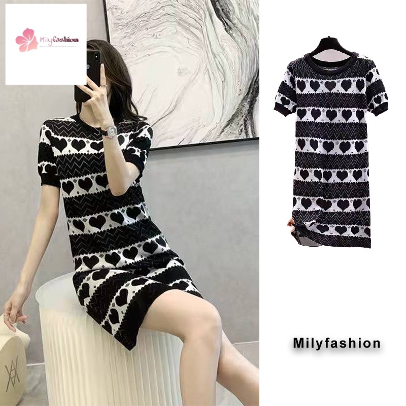 Đầm Dệt Kim Phối Màu Tương Phản Phong Cách Mới