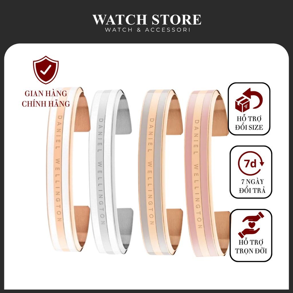 Vòng Tay Daniel Wellingtnon Classic Emalie Bracelet Satin White Cuff Chính Hãng - Daniel Store Vietnam .