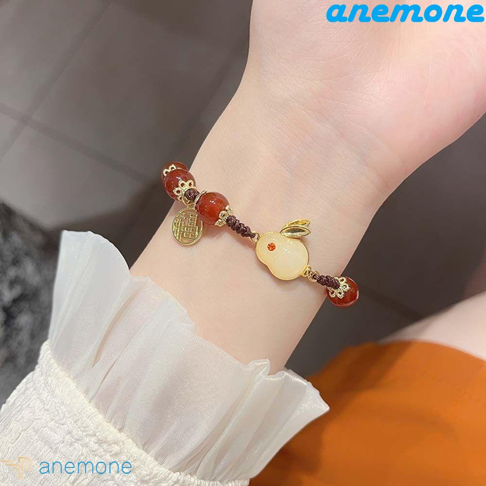 Vòng Tay Chuỗi Hạt Mặt Hình Thỏ Phong Cách Trung Hoa Thanh Lịch Cho Năm Mới