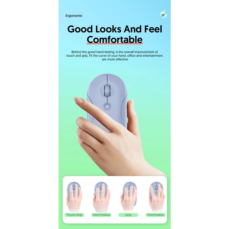 Chuột Bluetooth 2.4G BT5.2 Không Dây Hai Chế Độ Yên Tĩnh Cho PC Laptop Notebook