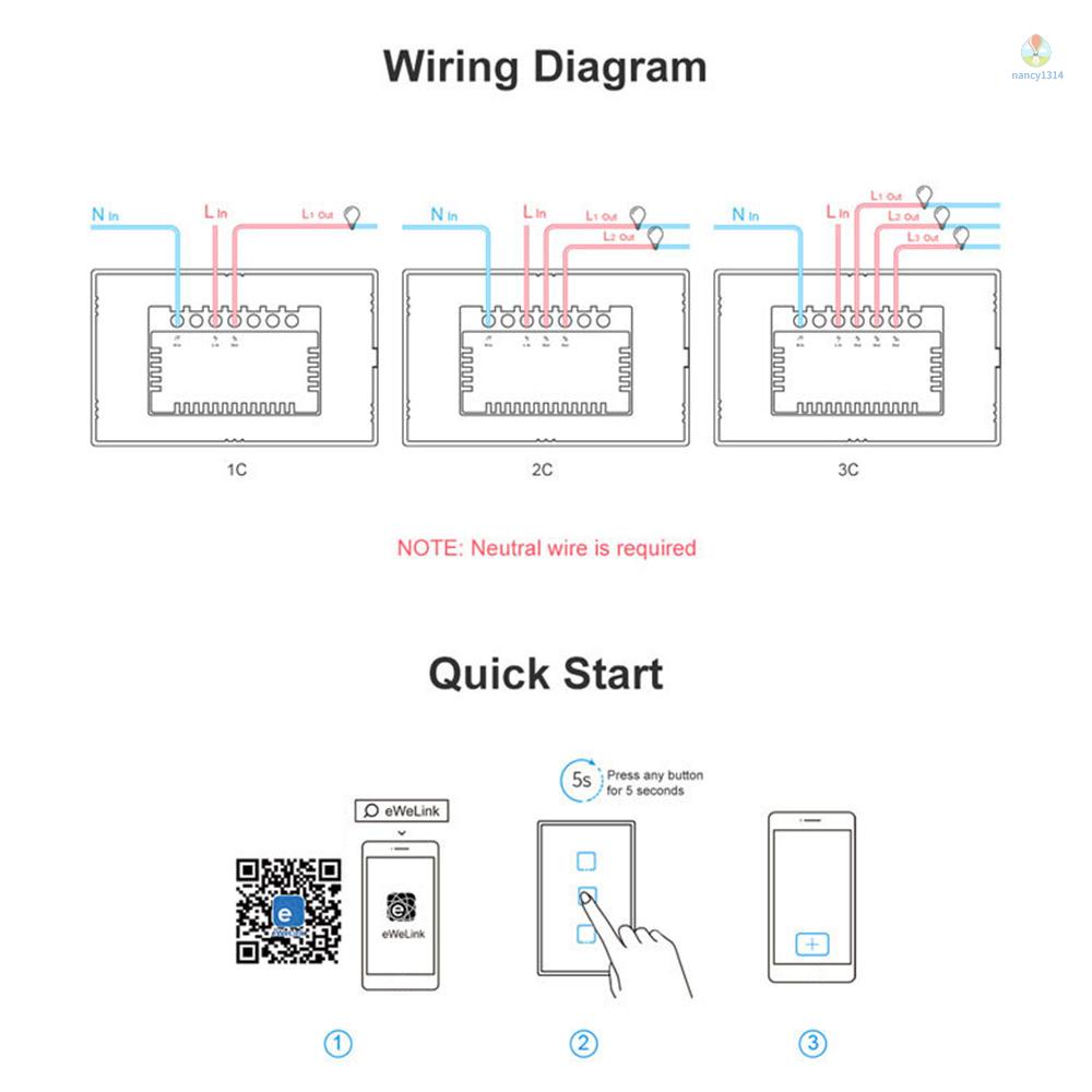 Công Tắc Đèn Gắn Tường Thông Minh 2.4Ghz Kèm Điều Khiển Từ Xa