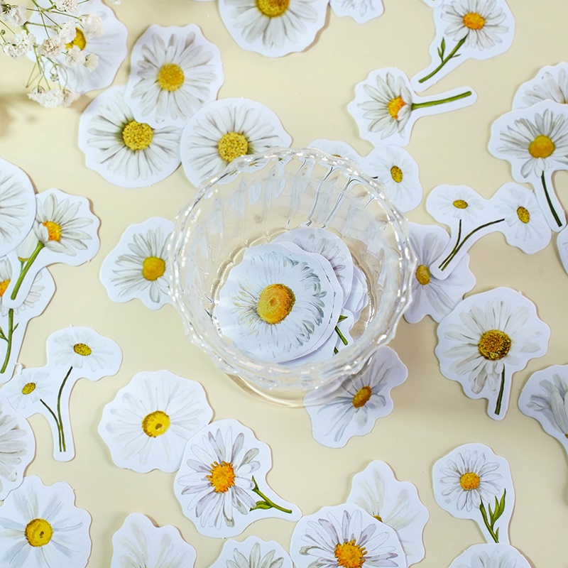 Bộ 46 Miếng Dán Trang Trí Sổ Tay Hình Hoa Xinh Xắn