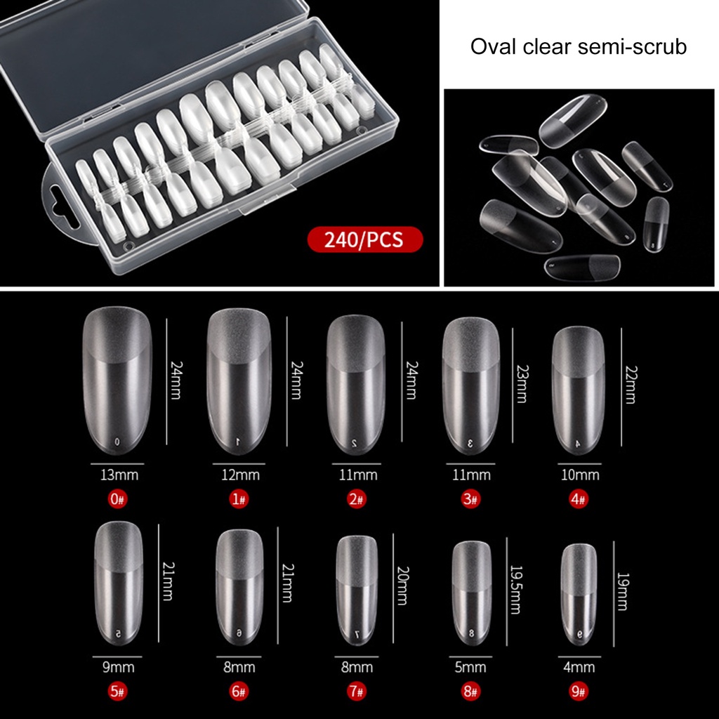 Hộp 240 Móng Tay Giả Trong Suốt Chắc Chắn Có Thể Tháo Rời