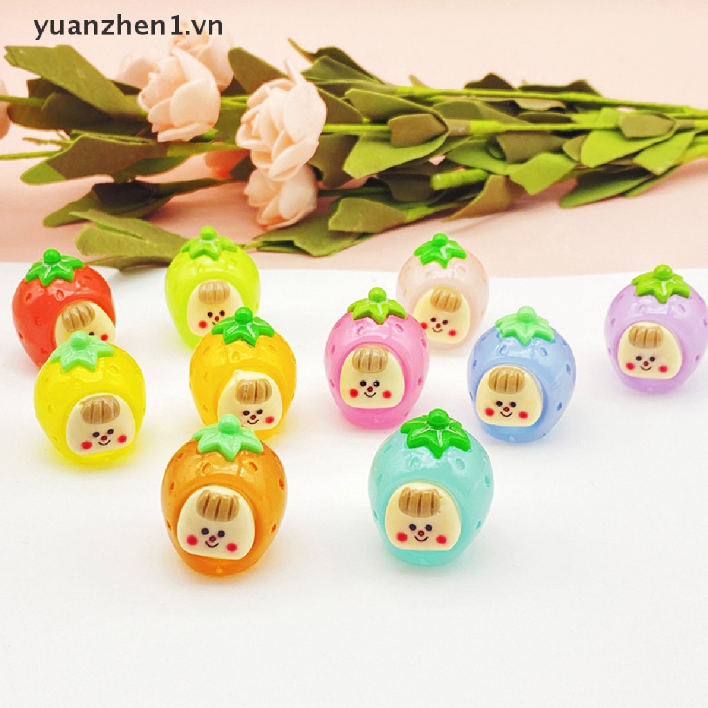 Bộ 2 Đồ trang trí Trái Dâu Phát Sáng Dùng Trang Trí Tiểu Cảnh