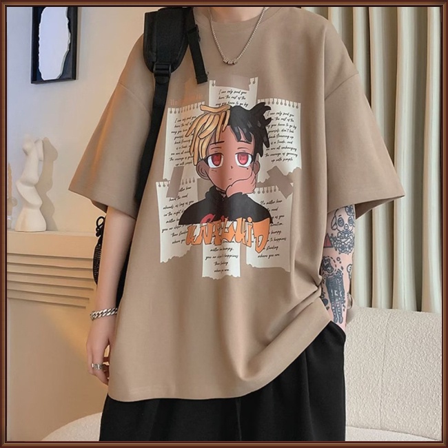 Áo Thun Tay Ngắn Cổ Tròn In Họa Tiết Hoạt Hình Phong Cách Retro Thời Trang Mùa Hè Cho Nam