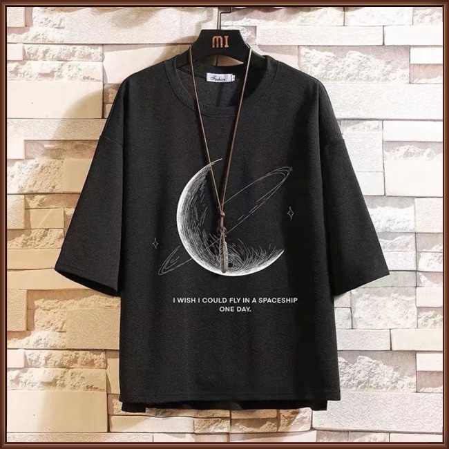 Áo Thun Tay Ngắn Cổ Tròn Dáng Rộng In Họa Tiết Độc Đáo Thời Trang Mùa Hè Cho Nam