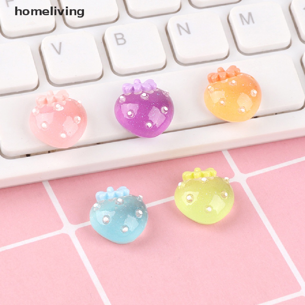 Bộ 5 Phụ Kiện Trang Trí Móng Tay Hình Trái Dâu 3D Mini Dạ Quang Xinh Xắn DIY