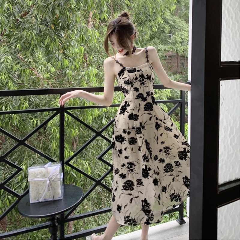 Đầm Hai Dây In Hoa Gợi Cảm Thời Trang Mùa Hè Kiểu Pháp Mới Cho Bạn Gái