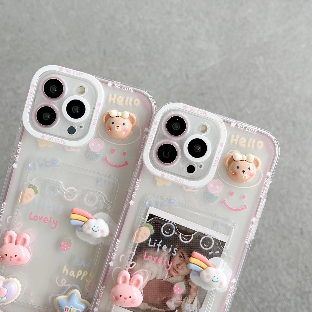 Ốp Điện Thoại TPU Silicon Mềm Trong Suốt Họa Tiết 3D Dễ Thương Cho iPhone 14 13 12 11 Pro XR XS Max 7 8 14 Plus