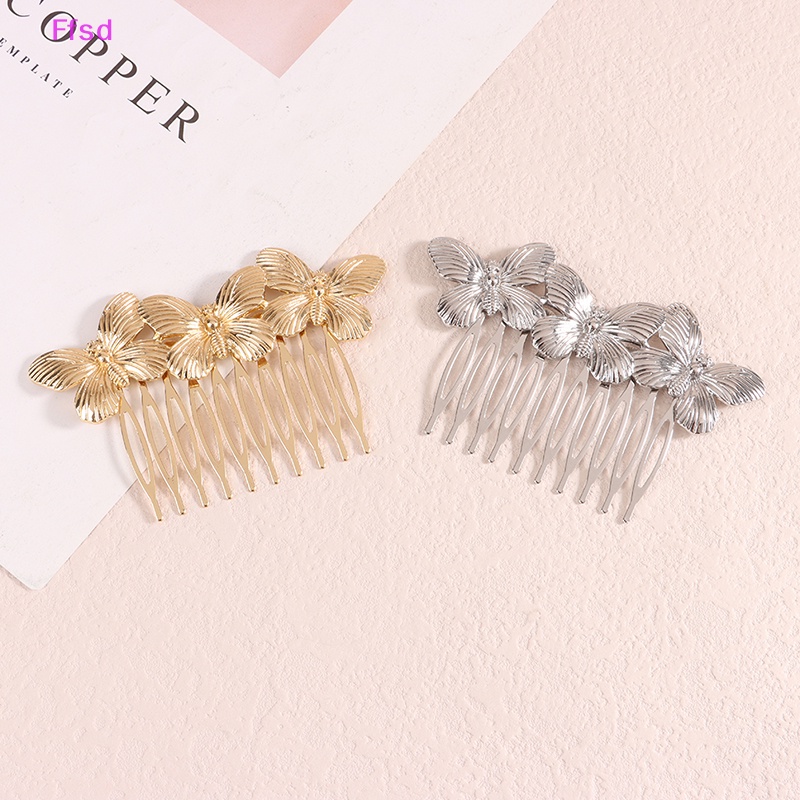{Ffsd} Lược Kẹp Tóc Kim Loại Hình Bướm Vintage Thanh Lịch Cho Nữ * Bán Chạy