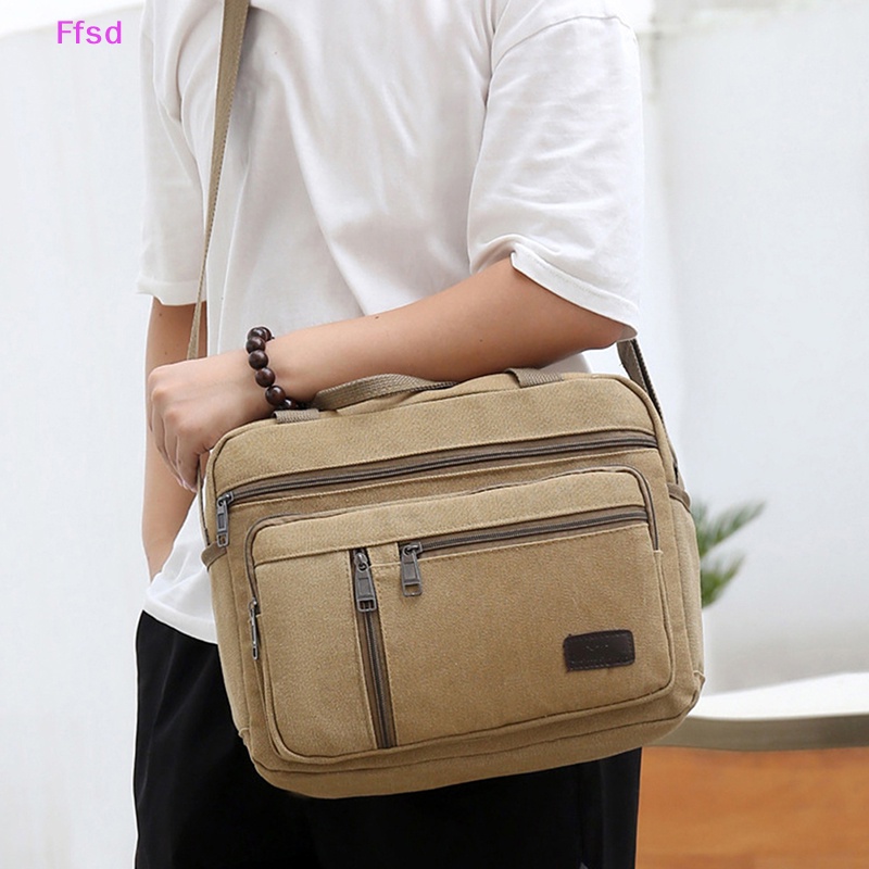 {Ffsd} Túi Đeo Vai / Đeo Chéo Bằng Vải Bạt Đơn Giản Phong Cách Doanh Nhân Cổ Điển Giản Dị Dành Cho Nam *