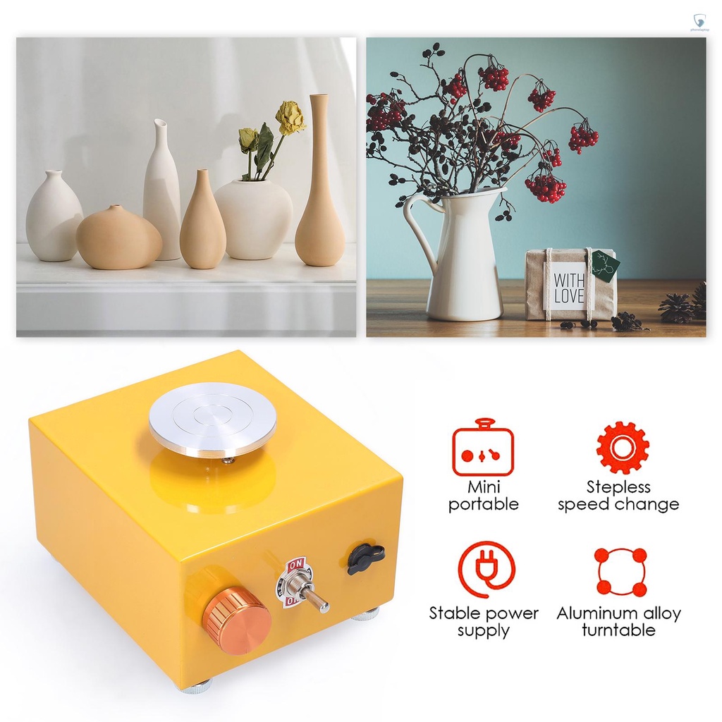 Máy Làm Gốm Sứ / Đất Sét Mini Di Động Kèm Khay Tiện Dụng Cho Bé DIY