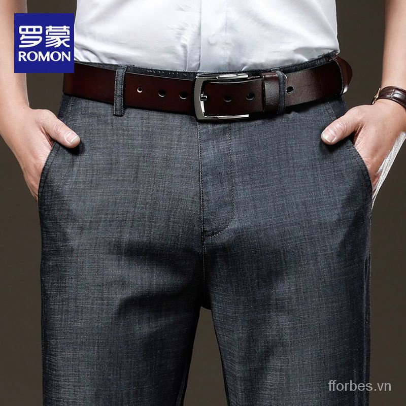 Quần Jean Lụa Lạnh Dáng Rộng Ống Suông Thời Trang Xuân Thu Cho Nam Giới
