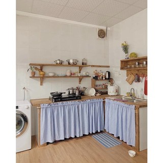  Rèm Bếp Vải Caro - Dán và Treo 